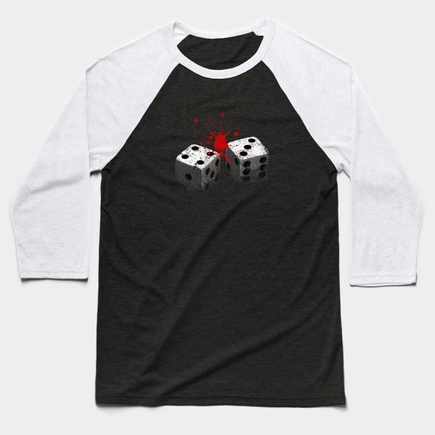 Lucky 7-Dice roll-Seven-Blood-Gambling Baseball T-Shirt by StabbedHeart